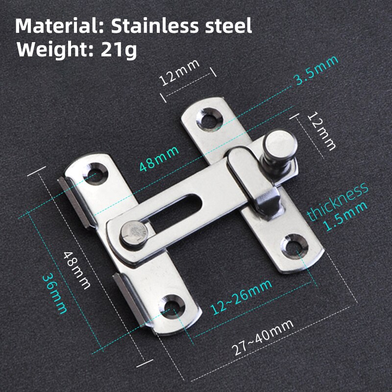 BETOCI pestillo de puerta de habitación con cerradura angular de 90 °, cerradura de Plano de 180 °, pestillo de pestillo cerradura de pestillo de curva, adecuado para múltiples tipos de hardware de puerta: Small