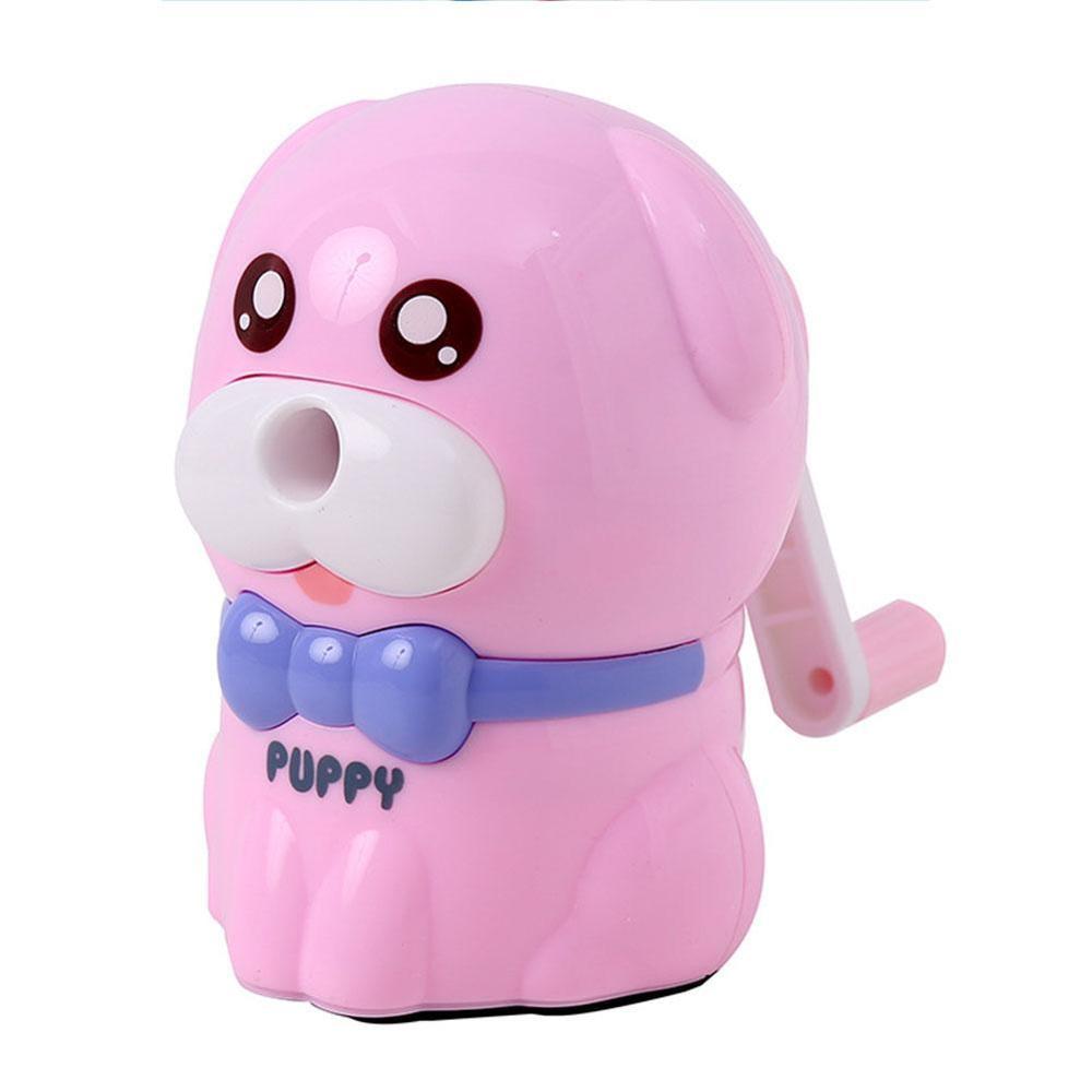 1PC Cute Lovely Dog Plastic Pencil Sharpener Kawaii Stationery Funny Pencil Sharpener School Supplies For Kids: pink