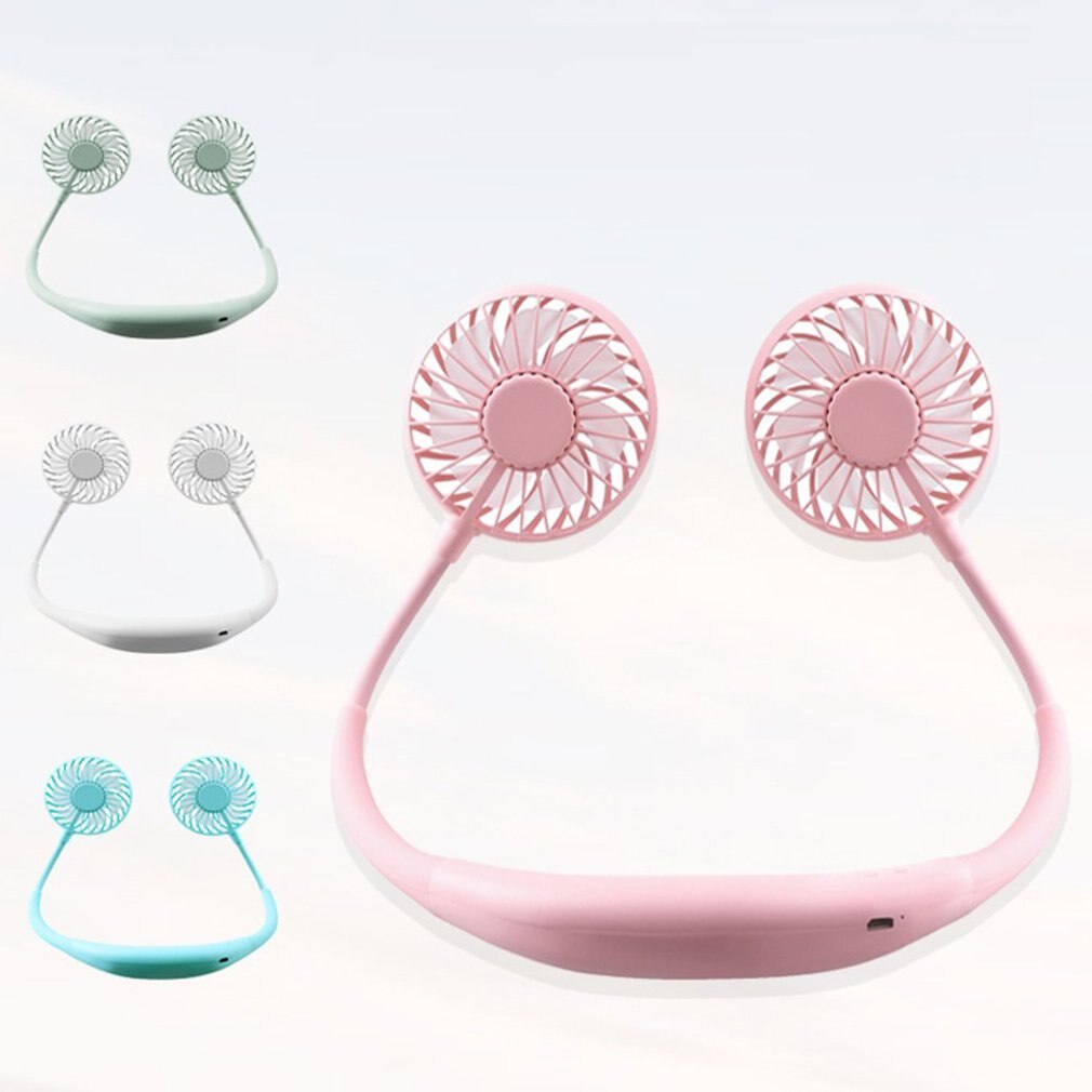 7-leaf sports wear hanging neck fan Lazy Wear Portable Fan Plastic 360 Degree Rotation Refrigeration Air cooler