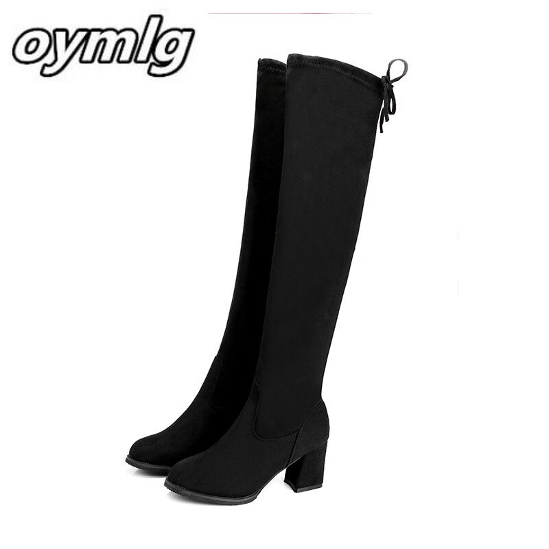 Vrouwen Casual Over De Knie Laarzen Schoenen Winter Vrouwen Vrouwelijke Ronde Neus Platform Hoge Hakken Pumps Warme Snowboots Schoenen mujer W90