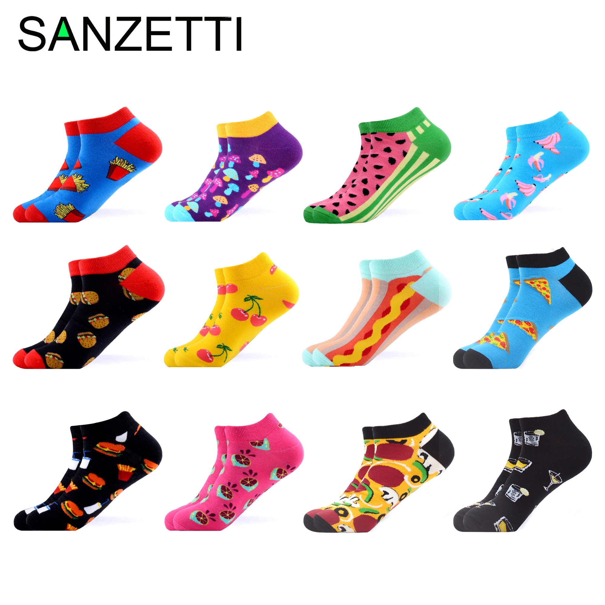 SANZETTI – chaussettes courtes à carreaux en coton peigné pour femmes, 12, nouveauté, colorées, décontractées, Harajuku, tendance paires/lot
