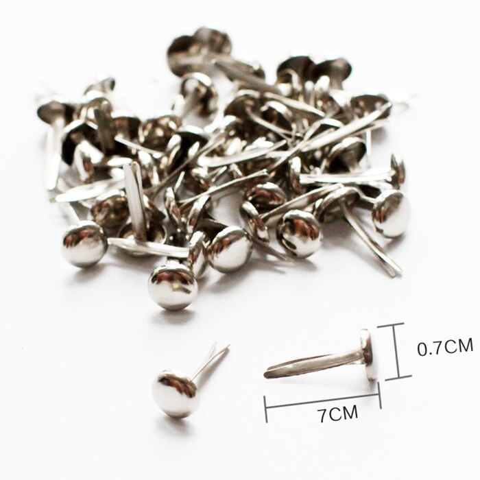 50pc runda metallbrickor scrapbooking dekorativa naglar barn handgjorda gör-det-själv-material utsmyckning fästelement hemhantverksmaterial: Silver-
