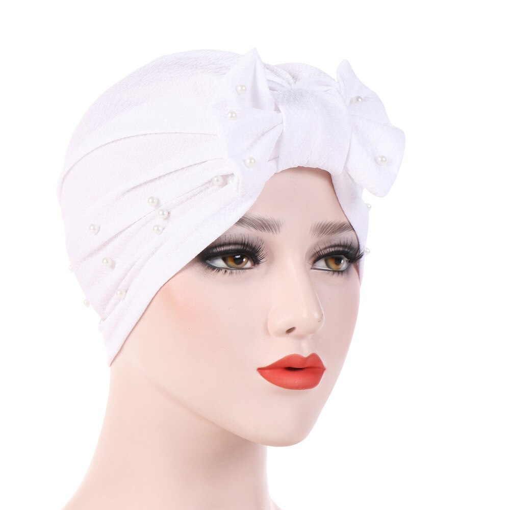 Turban musulman uni pour femmes, casquette indienne avec nœud élastique: 10