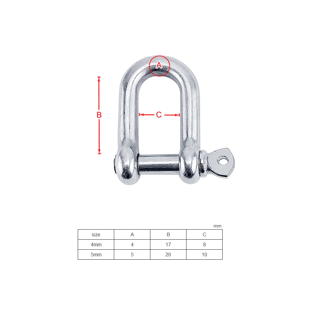 5X Staples Carabiner D Bow Shackle Clasp For Key Ring Keychain Hook Screw Joint Connector Buckle Boat Marine 316 Stainless Steel
