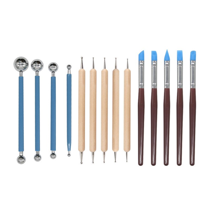 Modeling Clay Tools Kit Carving Sculpture Ceramic Pottery Sculpting Polymer Clay Craft Hobby Supplies Mandala Dotting Tool Set: 14pcs set