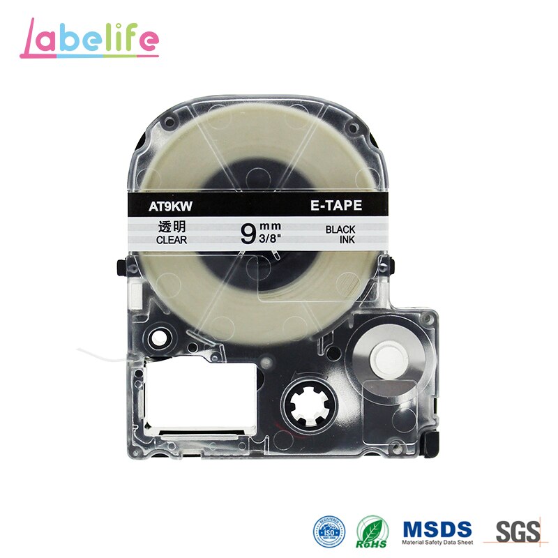 Labelife ST9K Black on Clear Compatible EPSON Label Printer Ribbon Tape Also For King Jim TEPRA Tape Printers 9mm*8m