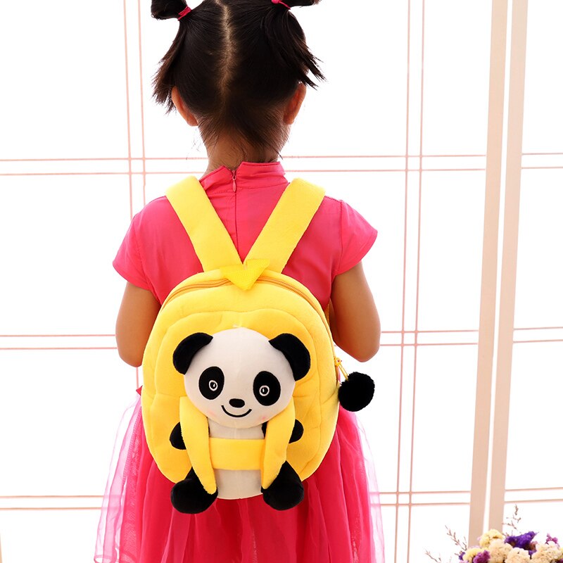 Söta tecknade barn plysch panda ryggsäck leksak mini skolväska barn dagis pojke flicka baby studentväskor söt mochila