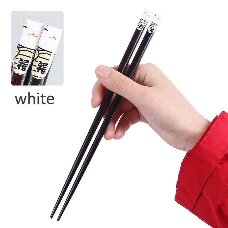 1Pair Portable Sushi Chop Sticks Chinese Chopstick Learner Set Exquisite Non-Slip Kitchen Accessorie: White