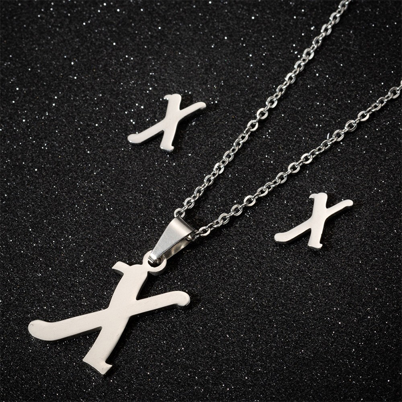 Edelstahl A-Z Alphabet Initial Halskette 26 Englisch Buchstaben Ohrringe Halskette Für Frauen einstellen Personalisieren Schmuck