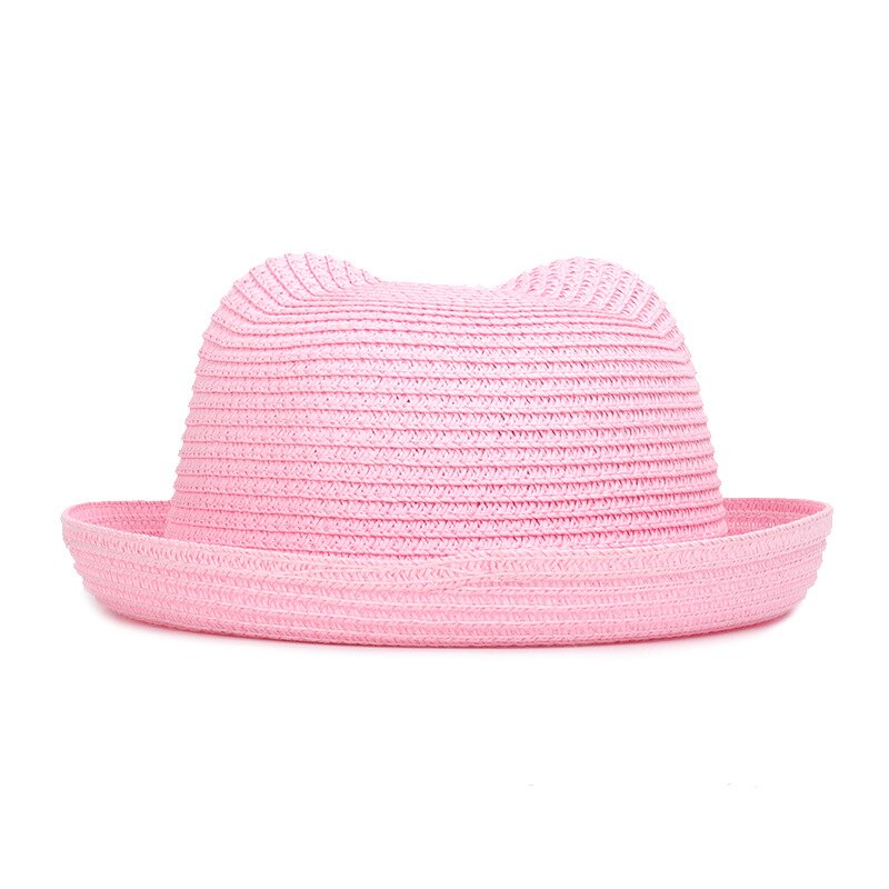 To barn stråpapir solhatt søte ører 2-5 år gutter jenter sommer vanlig strandhatt brun khaki elfenben oransje gul