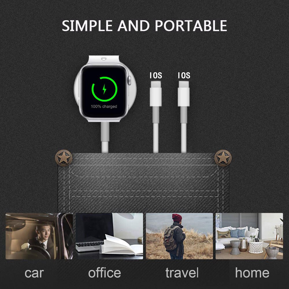 BSYDZKJGS 3 en 1 chargeur sans fil pour Apple Watch 1 2 3 4 chargeur rapide 1.2 câble USB pour iPhone X Xs 8 Plus iPod câble de données USB