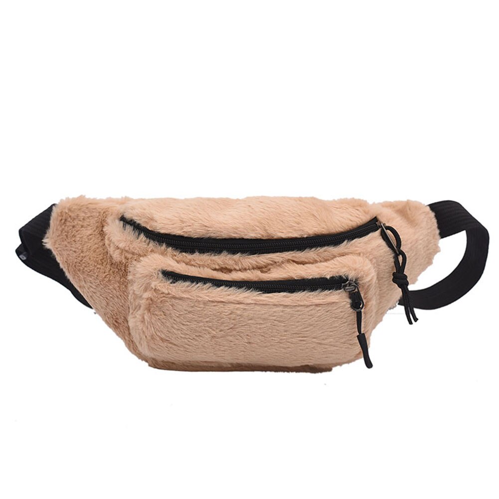 Vrouwen Pluche Borst Bag Heuptas Effen Kleur Riem Schouder Crossbody Borst Bag Vrouwelijke Fanny Pack Banaan Hip portemonnee: Light Brown