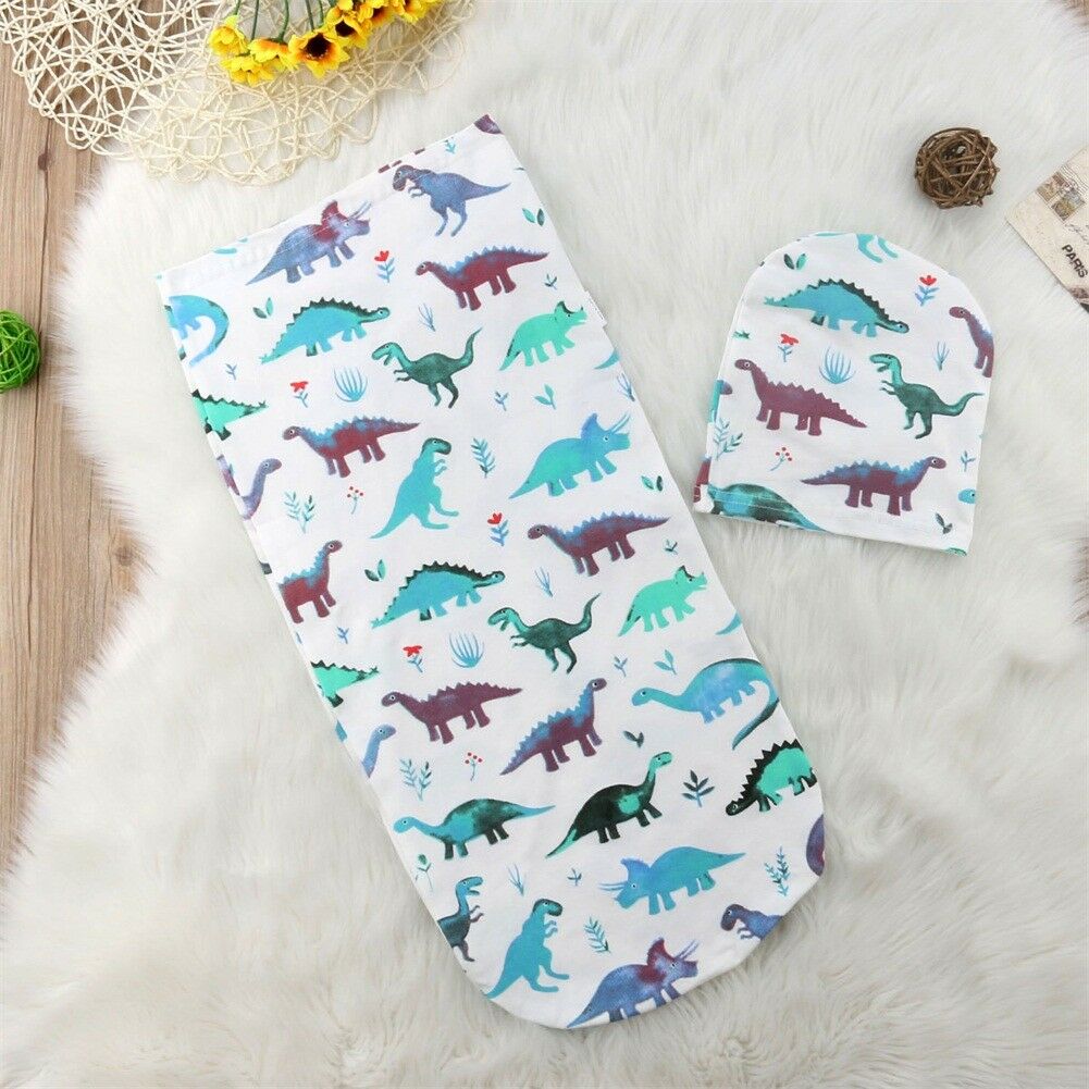 2 stuks Peuter Baby Meisjes Jongens Deken Warm Inbakeren Slaapzak + Hoed Outfit 0-12M