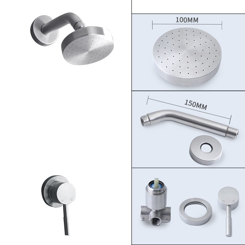 Stainless Steel Concealed Shower Faucets Set Brushed Nickel Rainfall Shower Head Single Handle Mixer Tap Bathroom Shower Mixer