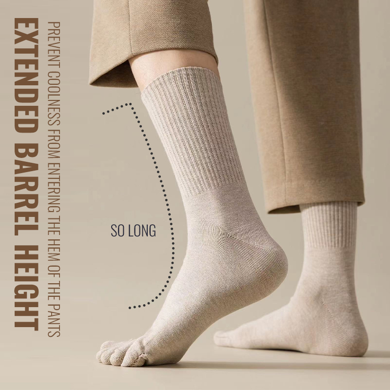 MiiOW 5 pares de calcetines cálidos de lana Merino con cinco dedos, medias de Cachemira resistentes al frío con punta abierta, calcetines largos gruesos y calentados para invierno para hombre