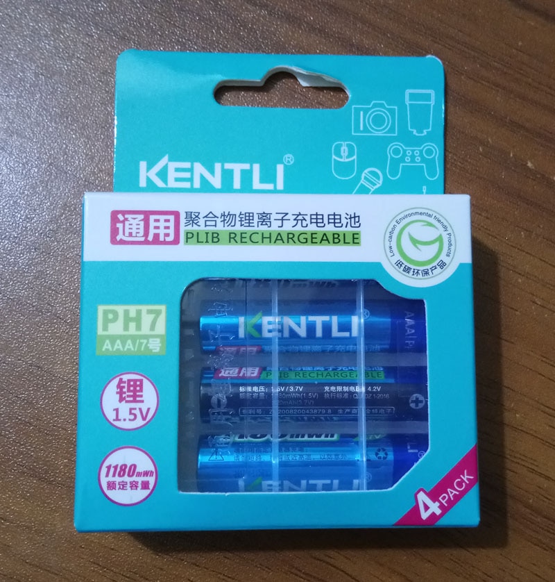 KENTLI-batería recargable de iones de litio, 1,5 v, 1180mWh, AAA