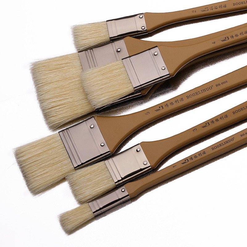 Pincel de pintura BS-002, cabeza de cerdo con cerdas, pintura al óleo, pincel de pintura acrílica de propileno, pincel de arte hecho especialmente AHB015