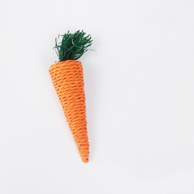 Juguete para morder para hámster, conejo, zanahoria, maíz, rábano, juguetes molares tejidos, limpieza de dientes de conejillo de indias, suministros para mascotas pequeñas: carrot