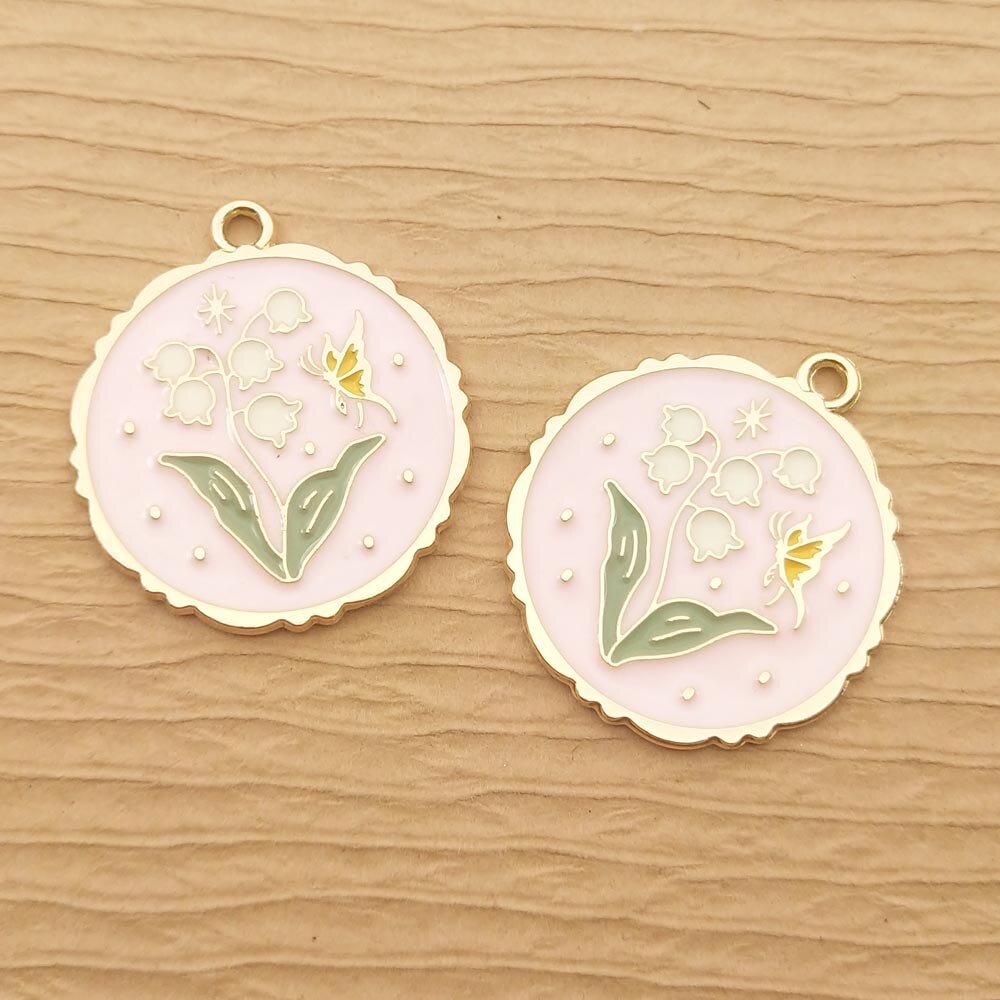10 piezas 25x28mm, abeja esmaltada, mariposa, flor, abalorio para la fabricación de joyas, pendientes, collar, pulsera, accesorios, suministros para manualidades: number 2
