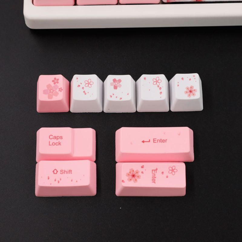 PBT Cherry Blossom Keycap Mechanical Keyboard Keycaps Dye-Sublimation Keycap