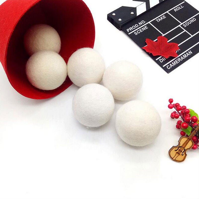 6 pièces 6cm blanc feutre boule de laine perles pour faire artisanat feutre Poms laine Roving réduire l'électrostatique de vêtements balle sèche
