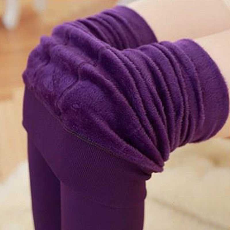 8 cores das mulheres collants inverno quente velo forrado calças de cintura alta feminino térmica elástico magro calças justas sólido cores