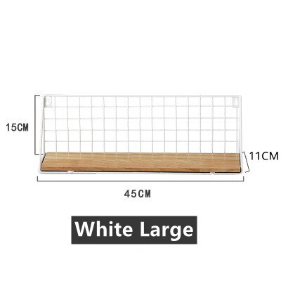 Étagère murale de séparation en maille de fer, minimaliste, nordique, créative, décoration murale suspendue, petite étagère, présentoir Non marquant: White Large