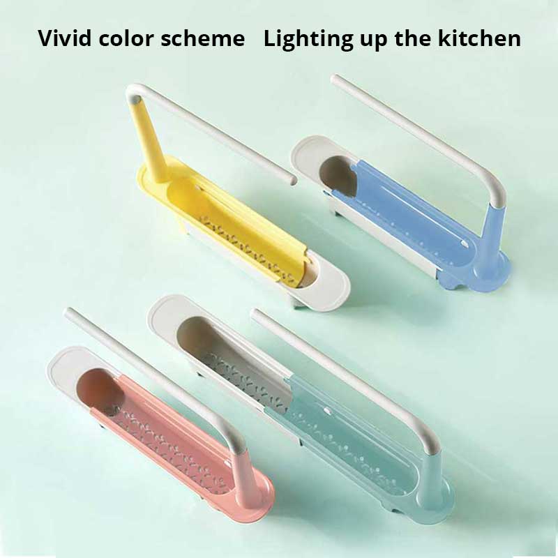 1Pc Multifunctional Telescopic Sink Storage Rack Upgraded Adjustable Sink Sponge Holder Expandable 2-in-1 For Home Kitchen