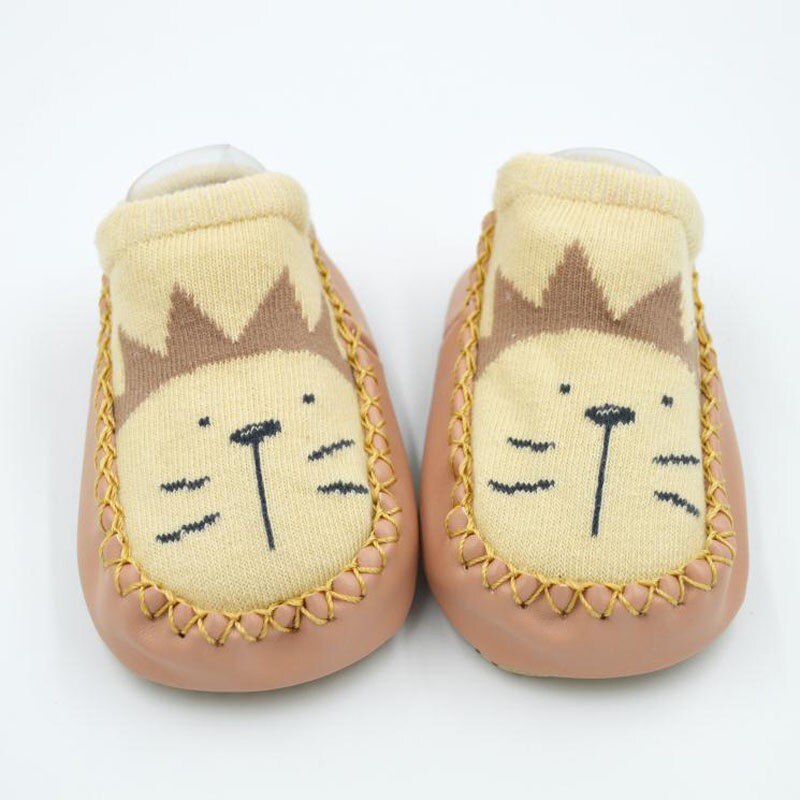 Cartoon Lion Duck Baby Socks With Rubber kids Socks Cartoon Sock Infant Baby Anti-slip Floor Socks Leather Sole: D / 12-18M
