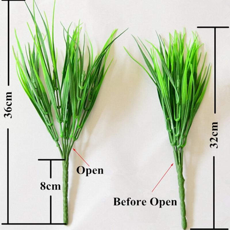 10Pcs/lot 7 Fork Artificial Green Plants Wreaths Plastic Fresh Grass for Wedding Decoration Fish Aquarium Tank Decoration