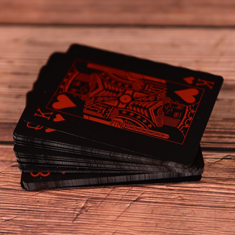 1 sæt vandtætte spillekort plastikkort samling sorte pokerkort standard spillekort poker