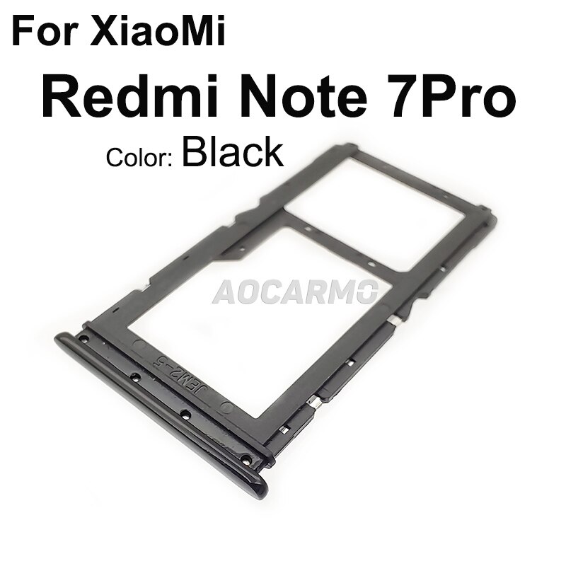 Aocarmo para XiaoMi Redmi Nota 7 / 7 Pro 7pro bandeja de tarjeta Sim MicroSD SD recambio de soporte de ranura parte: Note 7 Pro -- Black