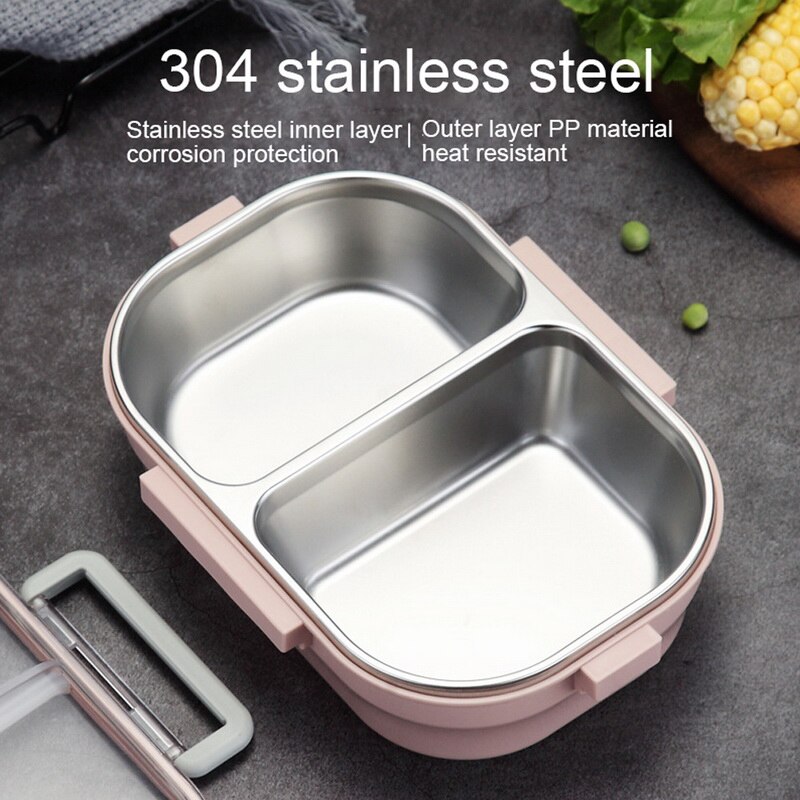 Japanese Portable Lunch Box Containers With Compartments For Kids School 304 Stainless Steel Bento Box Leak-proof Food Container