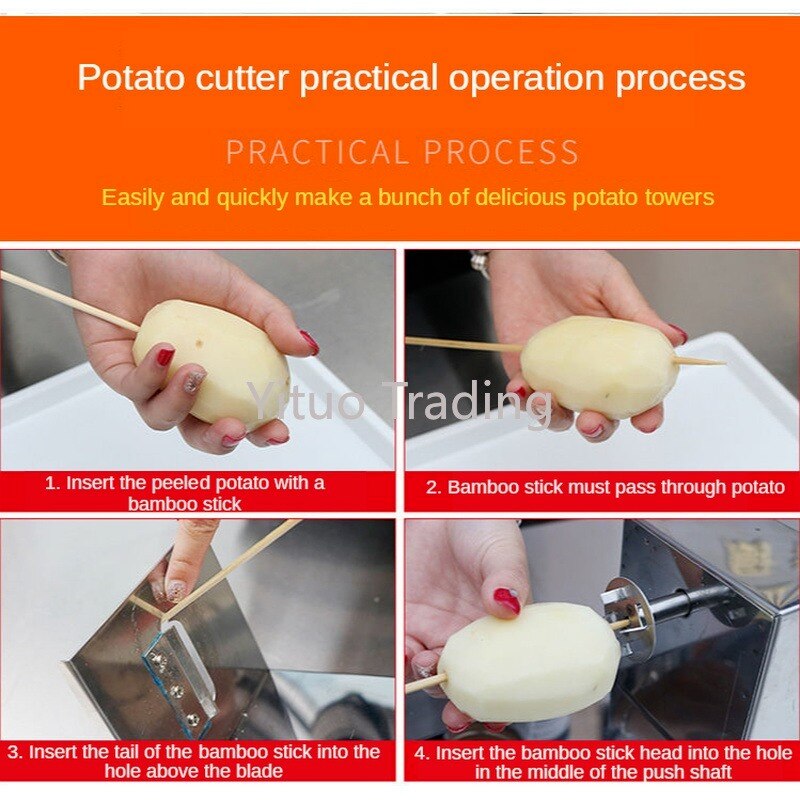 Manual Multifunctional Stainless Steel Potato Slicing Machine Commercial Tornado Spiral Potato Chips Cutter Easy Operation CY