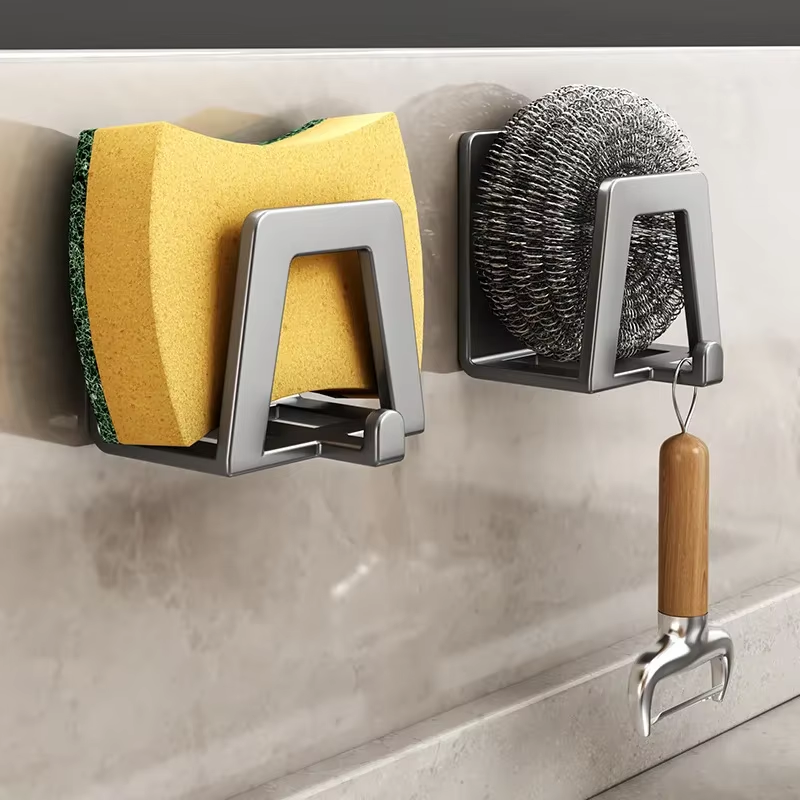 Roestvrijstalen sponshouder Zelfklevende gootsteenafvoer Drogen Sponzen Rekken Plank Keukenopslag Muurhaken Houders Organizer