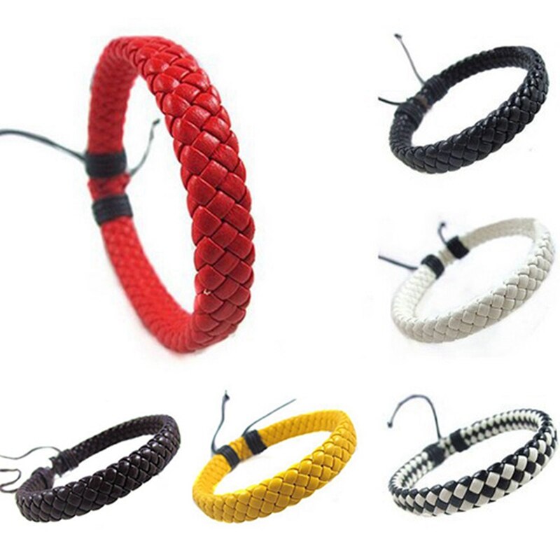 1pc Simple Hand-woven Leather Bracelet Bangle for Women Men Cuff Rope Chain Charms Bangles Gothic Braided Bracelet Jewelry