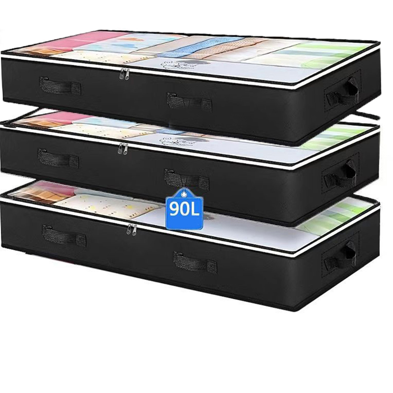 Conteneurs de rangement pliables sous le lit, avec fenêtre transparente, organisateurs de jouets sous le lit et sacs de rangement pour vêtements, bacs de rangement pour placard