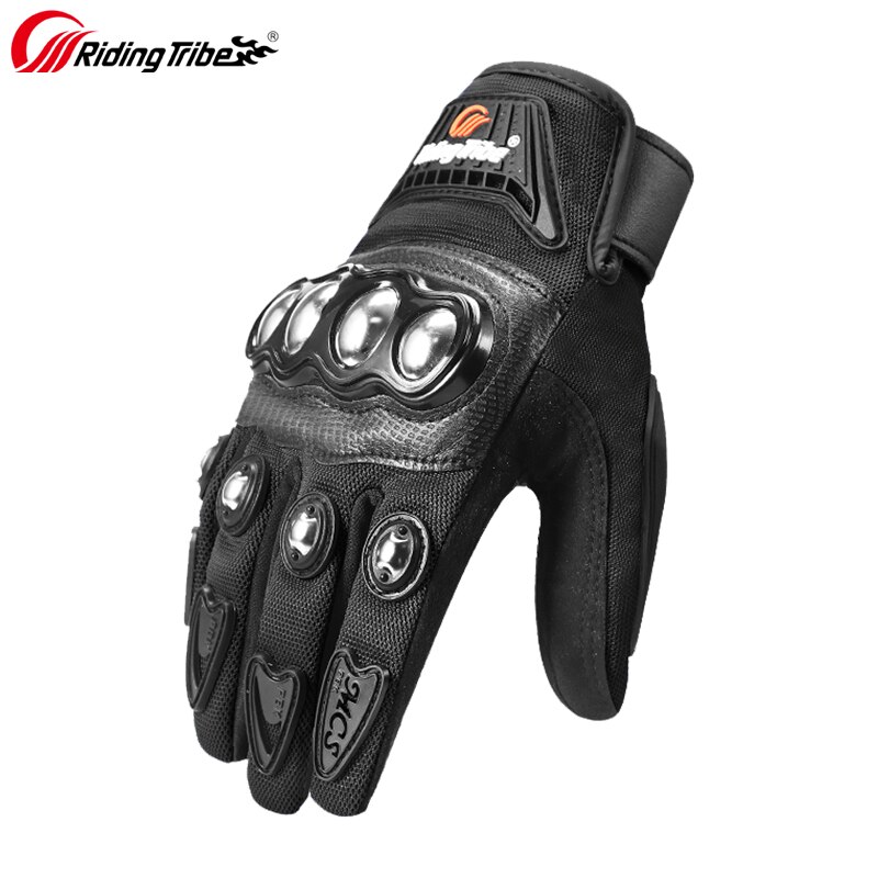 Guanti da moto da donna con nocche rigide e pugno in acciaio inossidabile ingranaggi protettivi tocco-schermo traspirante antiscivolo MCS-29B: nero / M