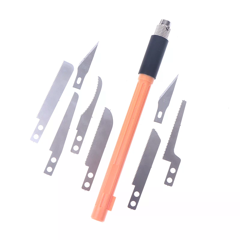 Mini scie à main, outils artisanaux avec 8 lames, couteau de modélisation pour couper à la main, artisanat du bois, construction de maquettes, 1 pièce