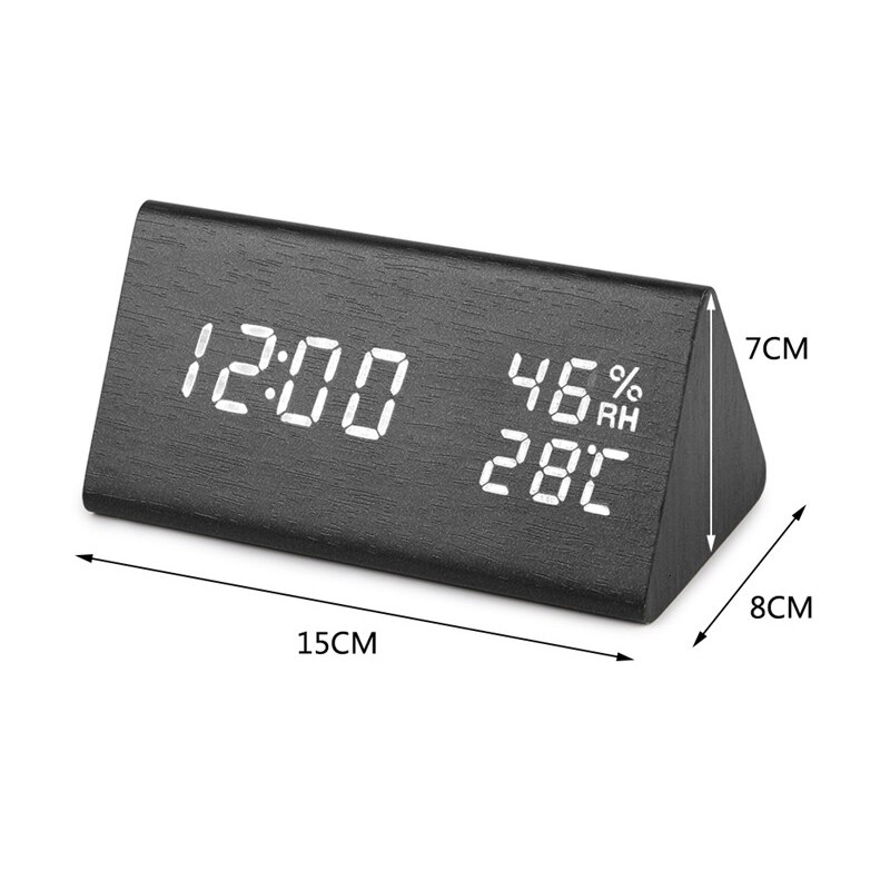 Digitale Houten Led Wekker Hout Retro Glow Klok Desktop Tafel Decor Voice Control Snooze Functie Desk Klokken Usb/ aaa