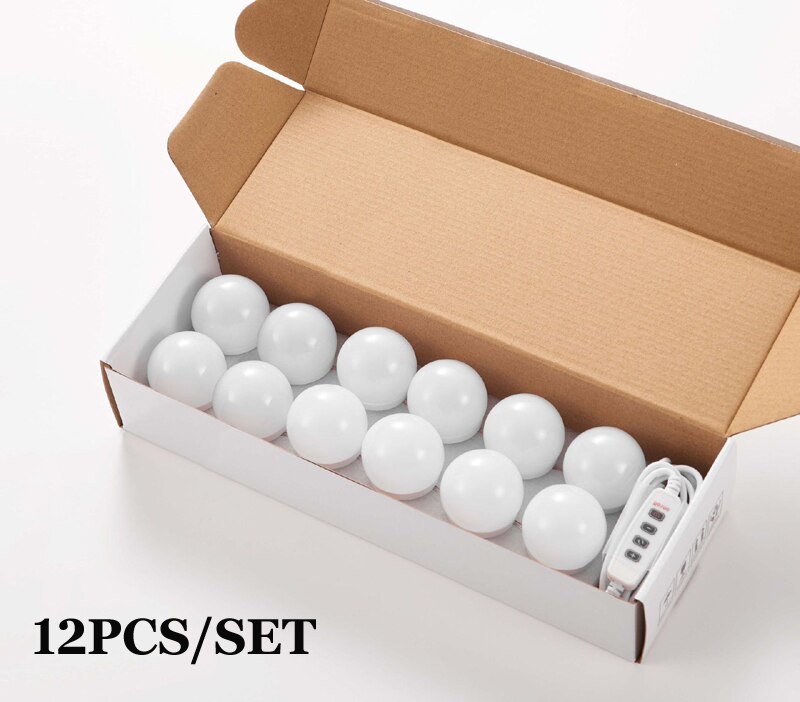 machen-hoch Spiegel LED Licht 4/6/8/10/12/14 Abnehmbare Lampen LED USB Kosmetik Spiegel Lampe Dressing Tabelle Eitelkeit Lichter: 12Stck