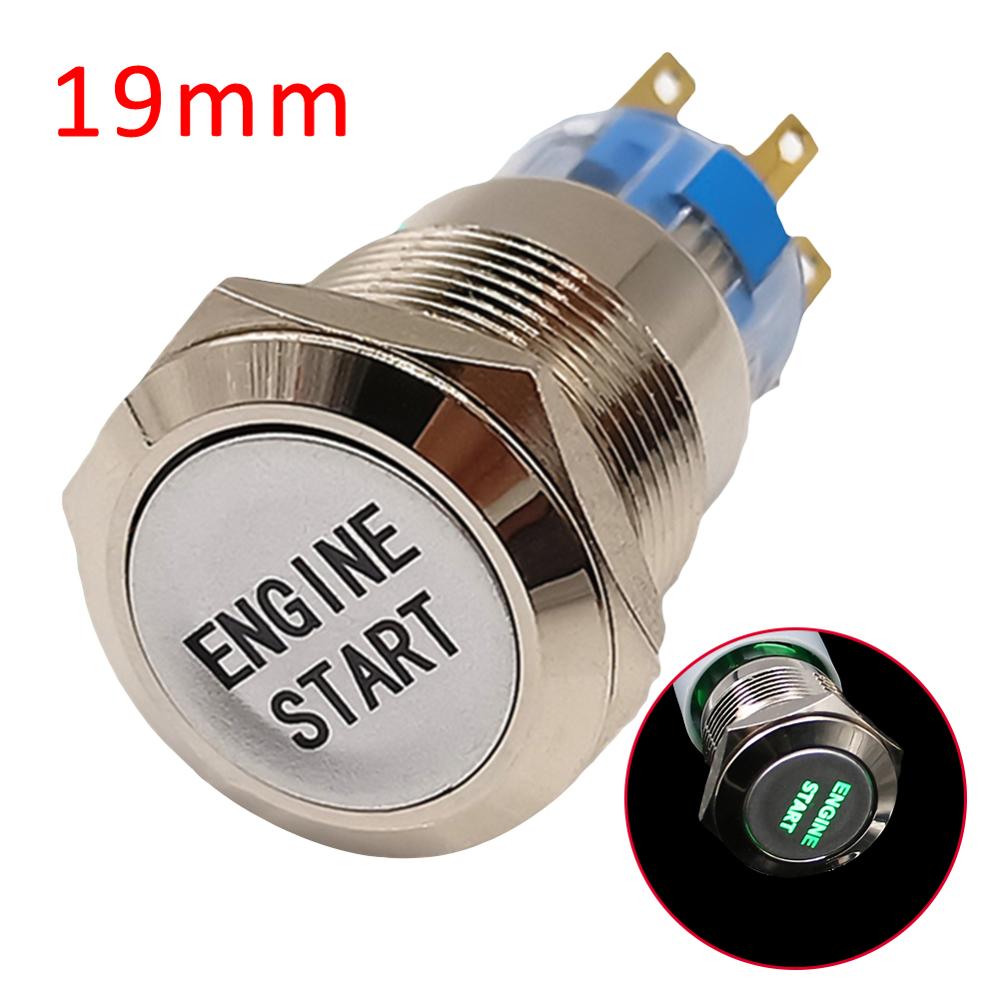 19 mm Metal push button switch LED Power Switch Waterproof Engine Switch Stainless Steel Car Auto Motorcycle Engine Starter: Green