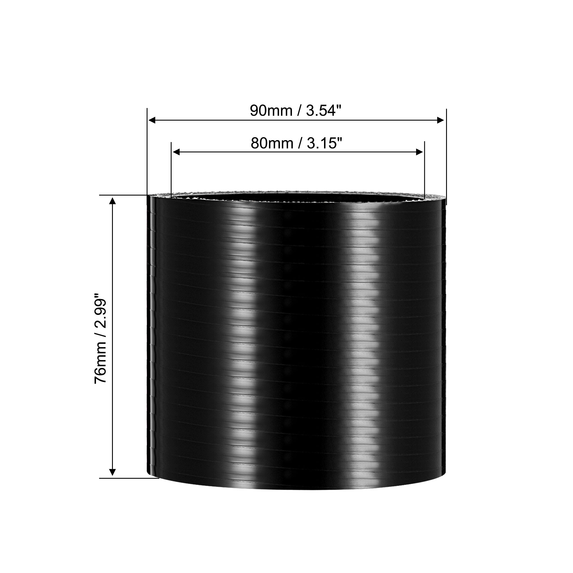 UXCELL 25mm-127mm ID Hoge Prestaties Rechte Siliconen Koppeling Pijp Versterkte Rechte Slang Turbo Inlaattraject Zwart: GRIJS
