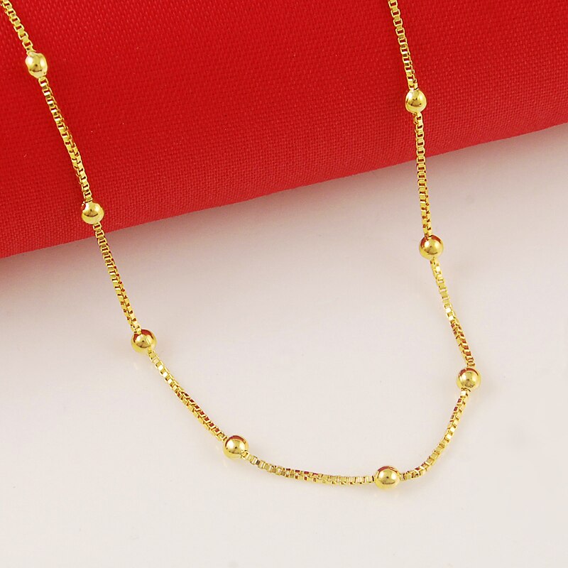 24K Gold-Filled Necklaces For Women 1-2mm Link Chain Necklace Fit Pendant Collier Femme Choker African Gold Jewelry: 001