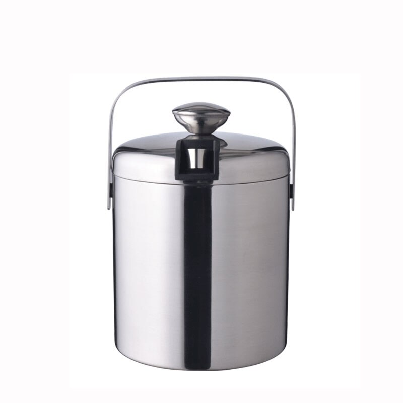 Stainless Steel Ice Bucket Portable Thicken Double Wall Insulated Bucket with Lid Wine Barrel Champagne Cooler Bar Tools: C