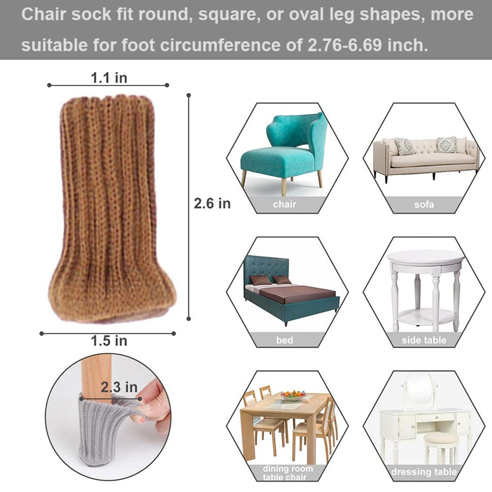 Knitted Table foot Cover Non-slip Chair Foot Cushion Floor Protectors For chair legs with a foot circumference of 2.76-6.69 inch