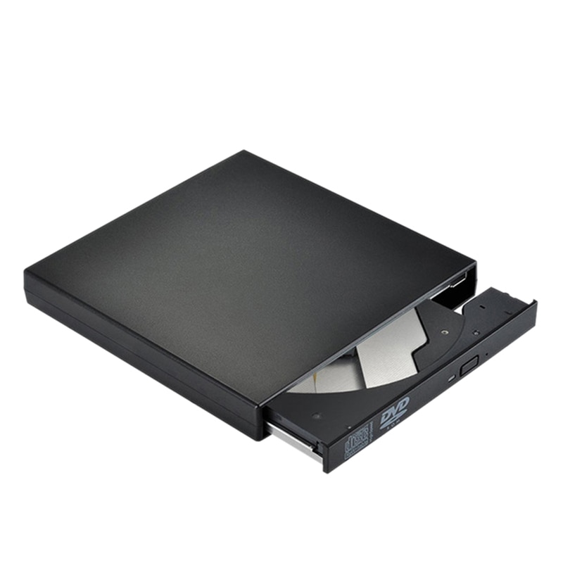 Eksternt dvd-drev optisk drev usb 2.0 cd rom-afspiller cd-rw brænder writer reader recorder bærbar til laptop windows pc: Sort