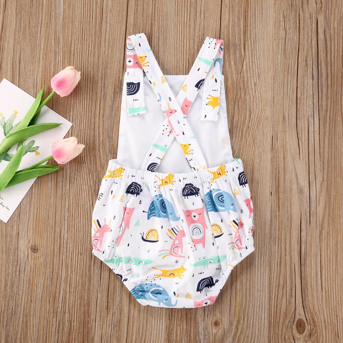4 stijlen baby meisjes jongens dieren bodysuits mouwloos cartoon print zomer jumpsuits outfit 0-18m
