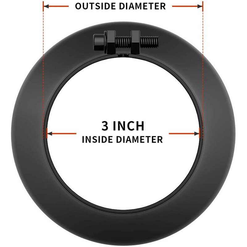 Embout d'échappement noir de 3 pouces, embout de tuyau d'échappement de 3 pouces de diamètre intérieur pour camion, boulon/pince de 3x4x12 pouces
