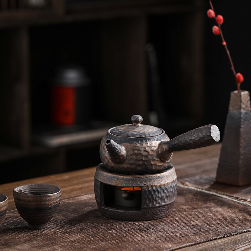Stoneware Candle Tea Boiling Tea Warmer Handmade Retro Tea Brewing Warm Tea Stove Heating Teapot Thermal Insulation Base